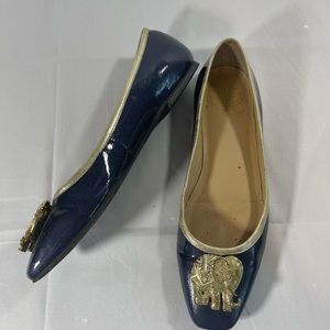 Lily Pulitzer flats with gold elephant navy blue/gold size 7